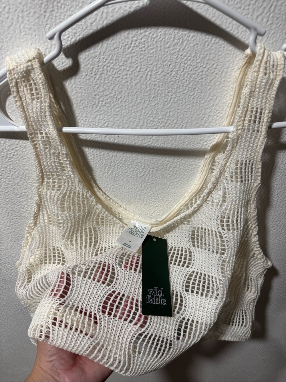 Wild Fable Cream Mesh Crop Top Size Small - Picture 3 of 5